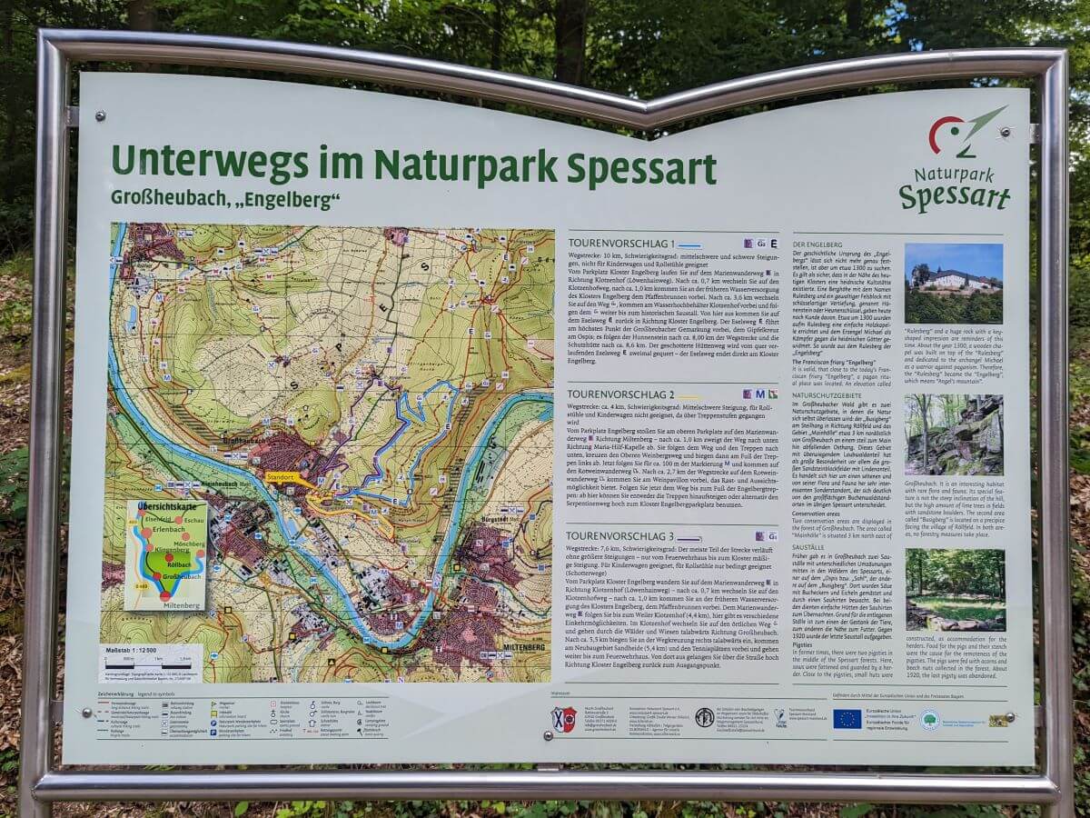 Wanderwege rund um das Kloster Engelberg: ideale Routen für Naturfreunde im Odenwald.