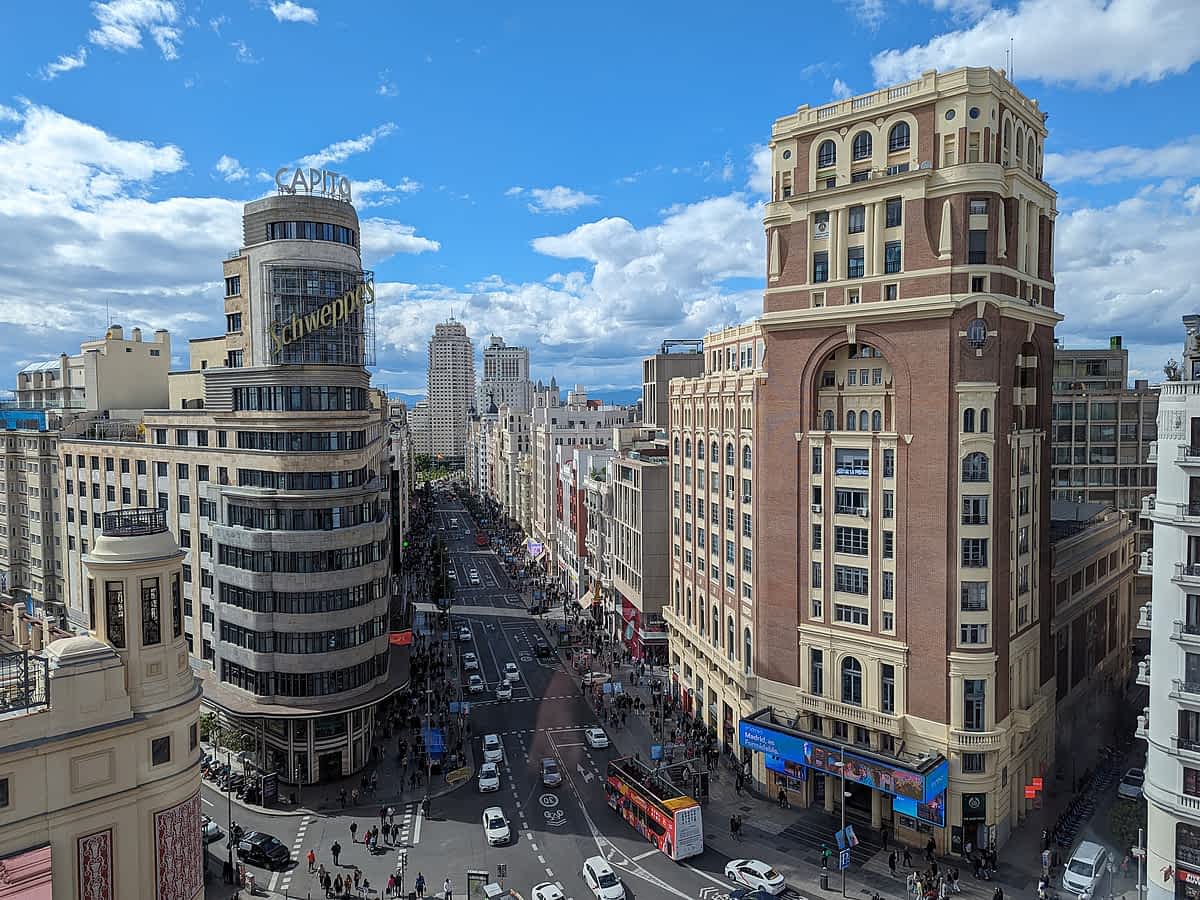 Ausblick auf Madrid vom Restaurant im Kaufhaus El Corte 